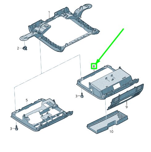new volkswagen passat b8 3g roof console tray 5g0868837b3hs original
