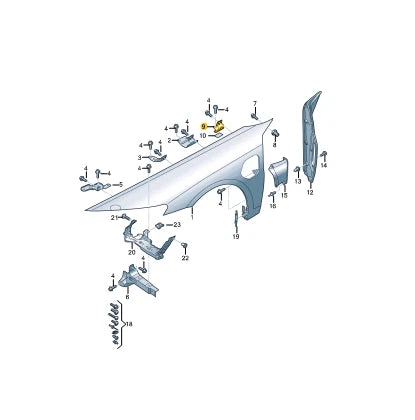 NEW AUDI E-TRON GT FRONT RIGHT FENDER WING HOLDER 4J3821434A ORIGINAL