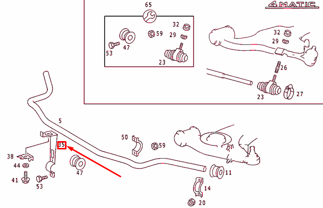 NEW MB E W124 FRONT TORSION BAR TO FRAME RIGHT CLAMP A1243230526 ORIGINAL