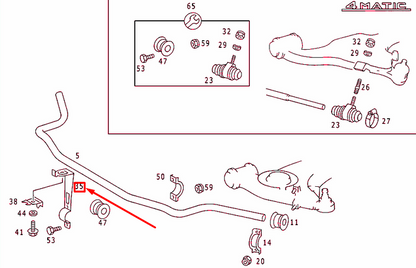 NEW MB E W124 FRONT TORSION BAR TO FRAME RIGHT CLAMP A1243230526 ORIGINAL