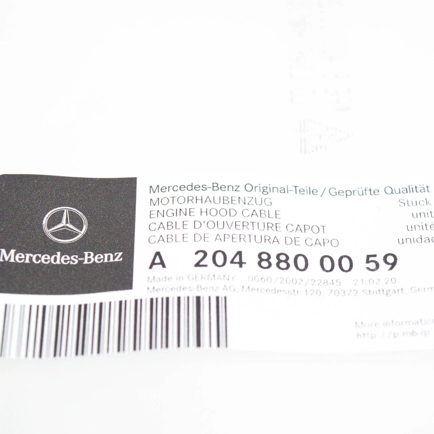 NEW MERCEDES-BENZ C W204 BONNET RELEASE HOOD RELEASE CABLE A2048800059