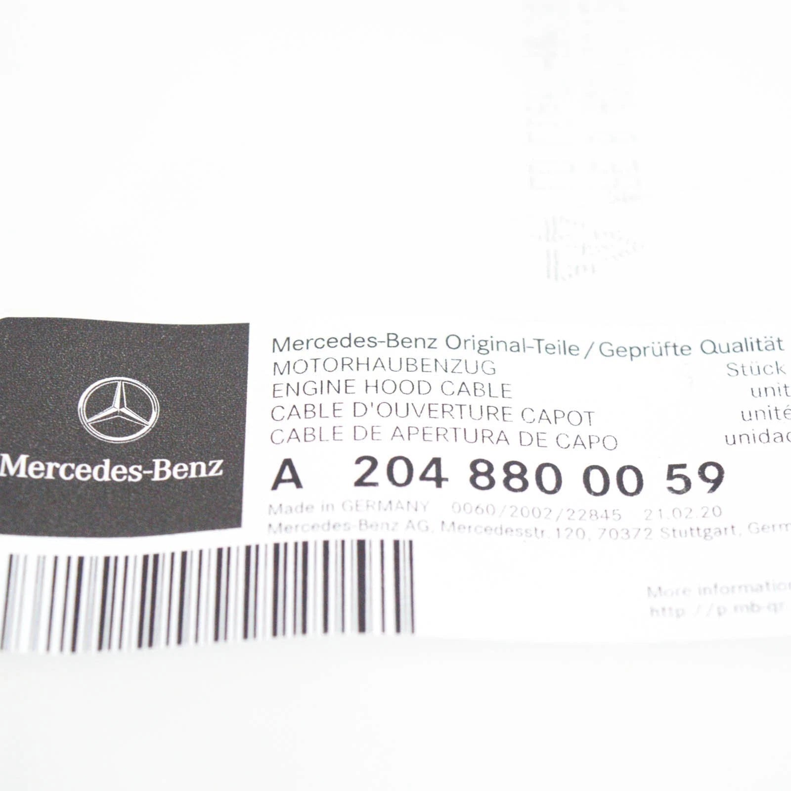 NEW MERCEDES-BENZ C W204 BONNET RELEASE HOOD RELEASE CABLE A2048800059