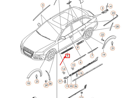 NEW AUDI A4 B8 FRONT RIGHT DOOR SILL TRIM 8K085337401C ORIGINAL