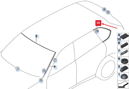NEW BMW X5 F15 REAR RIGHT SIDE WINDOW FINISHER 51377465920 7465920 ORIGINAL