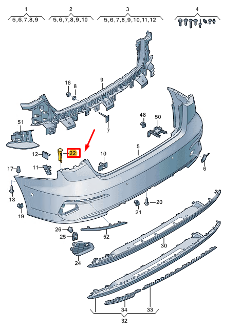 new audi a3 sportback 8y rear right bumper locking mechanism 8y5807740 original