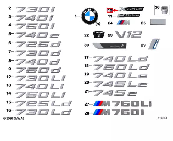 NEW BMW 7 G11 G12 REAR TAILGATE BOOTLID BADGE 7400211 51147400211 ORIGINAL