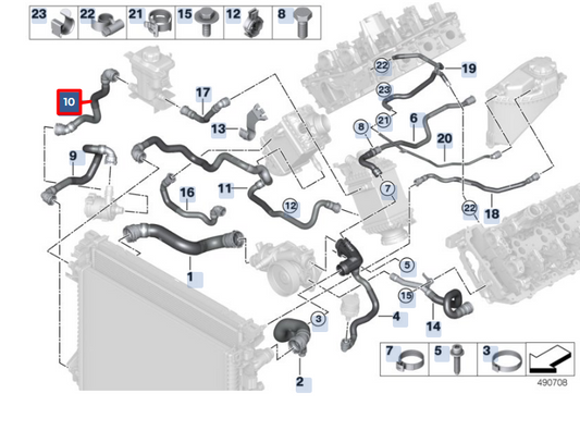 new bmw x6 g06 expansion tank hose 17129894766 original