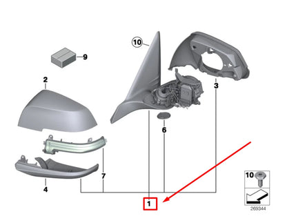 NEW BMW 3 F30 FRONT RIGHT WING MIRROR 51167345678 7345678 ORIGINAL