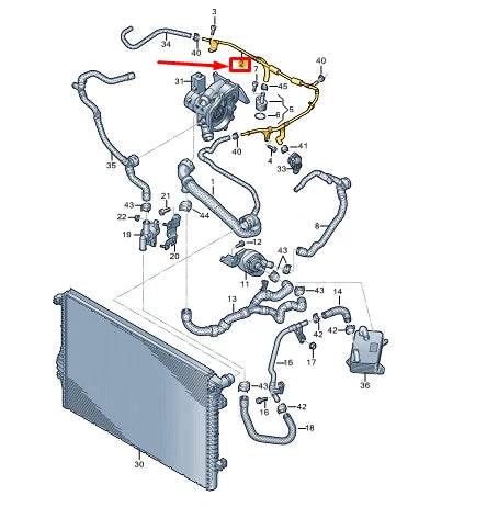 NEW VW GOLF CD MK8 ENGINE COOLANT PIPE WITH COOLANT HOSE 06K121034 ORIGINAL