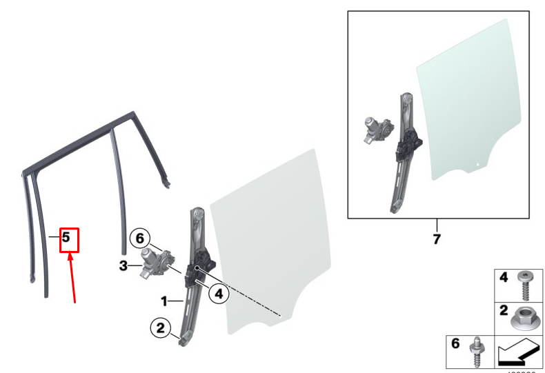 new bmw x4 f26 rear left door window guide 51357454167 original