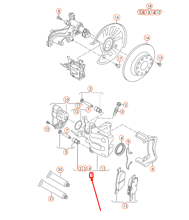 new audi a3 8v rear right brake caliper housing 8v0615424d original