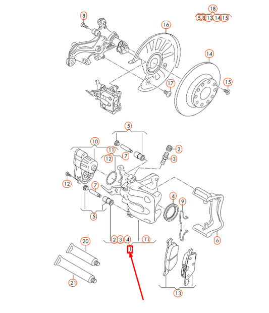 new audi a3 8v rear right brake caliper housing 8v0615424d original