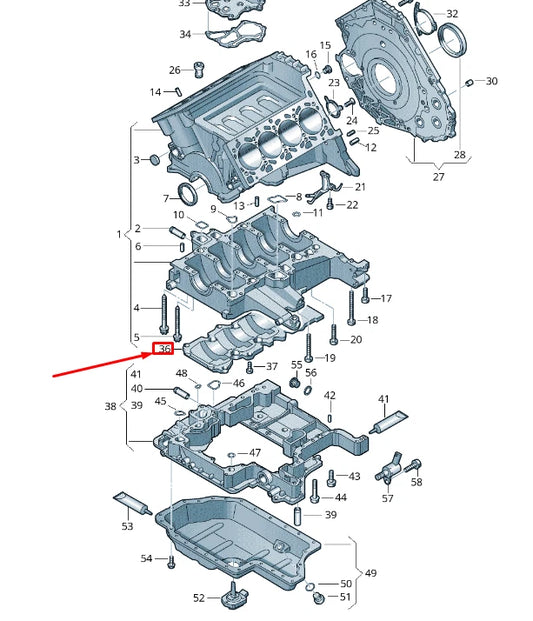 NEW VW TOUAREG 7P MK2 CRANKCASE HOUSING INSERT 079115289S