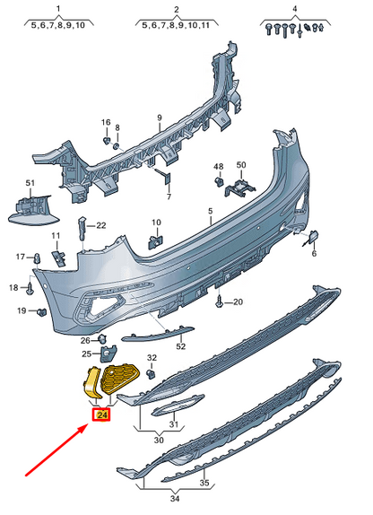 new audi a3 sportback 8y rear right bumper trim 8y4807764t94 original