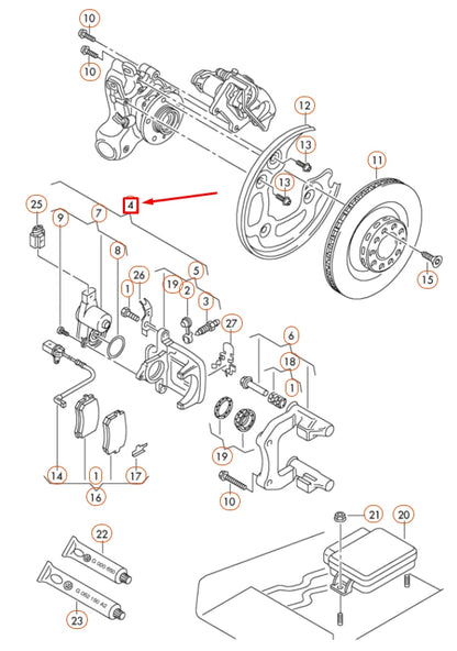 NEW AUDI A6 C7 REAR LEFT BRAKE CALIPER HOUSING 4G0615403A ORIGINAL