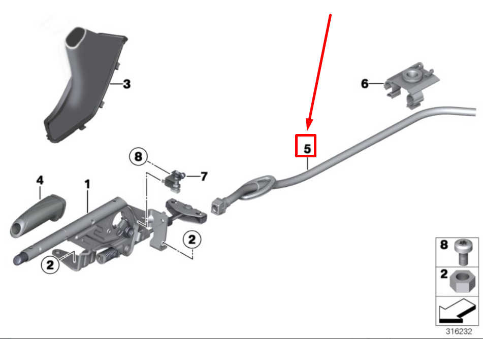 new bmw 4 f36 right handbrake lever guide tube 6792267 34406792267 original