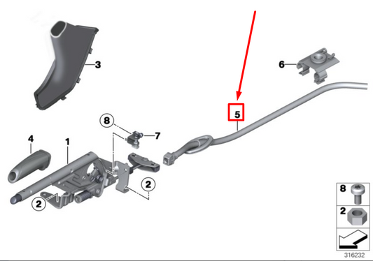 new bmw 4 f36 right handbrake lever guide tube 6792267 34406792267 original