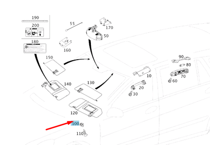 NEW MERCEDES-BENZ R W251 SUN VISOR COUNTER BEARING A25181001127E94 ORIGINAL
