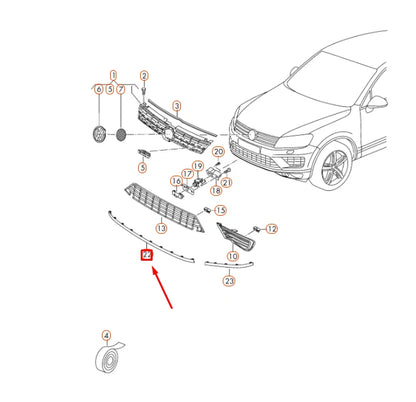 NEW VW TOUAREG 7P FRONT BUMPER CENTER LOWER CHROME TRIM 7P68532452ZZ