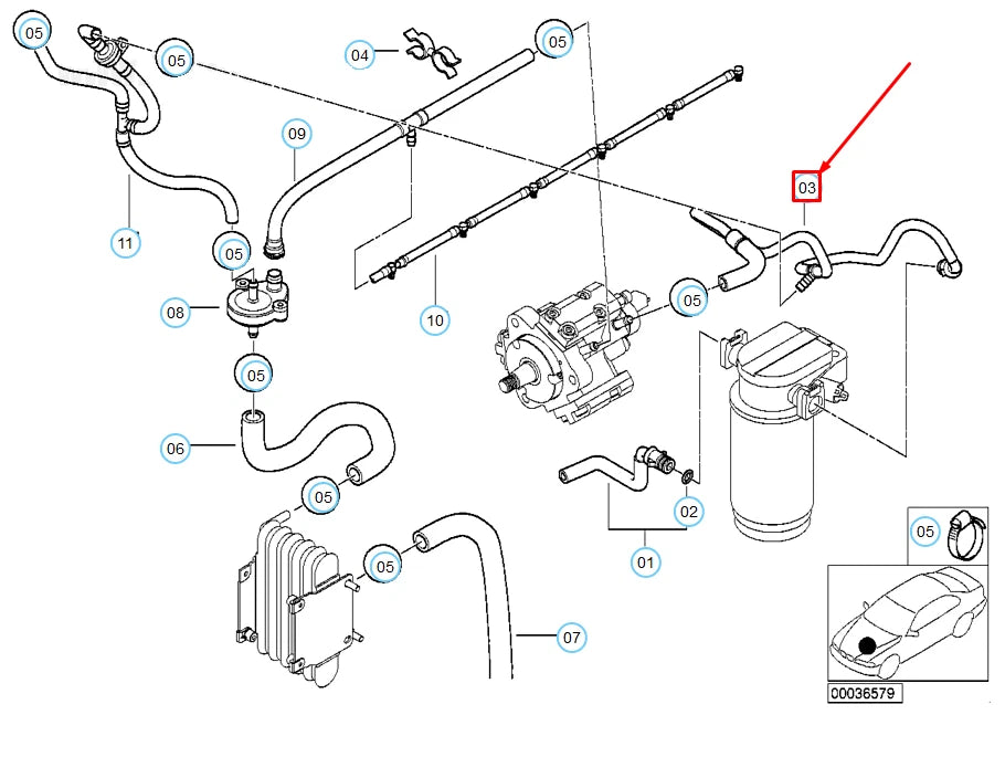 NEW BMW 5 E39 FUEL FEED LINE 13532248055 2248055 ORIGINAL