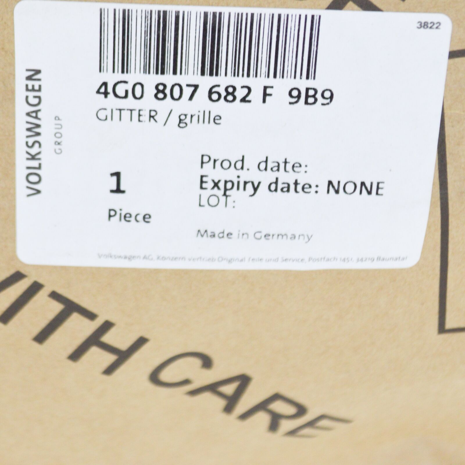 NEW AUDI A6 C7 FRONT BUMPER RIGHT LOWER GRILLE 4G0807682F9B9 2012 ORIGINAL