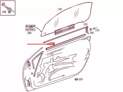 NEW MB SLK R170 FRONT RIGHT DOOR WINDOW BELT WEATHERSTRIP A1707251165 ORIGINAL
