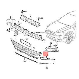 new volkswagen polo 6r front right grille trim 2g0853677r9b9 original