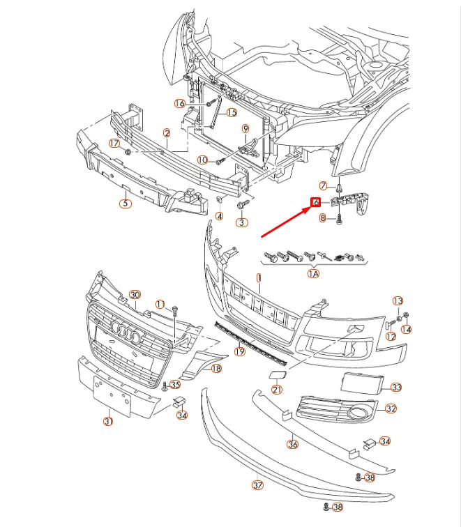 NEW AUDI TT 8J FRONT BUMPER LEFT GUIDE SECTION 8J0807183B