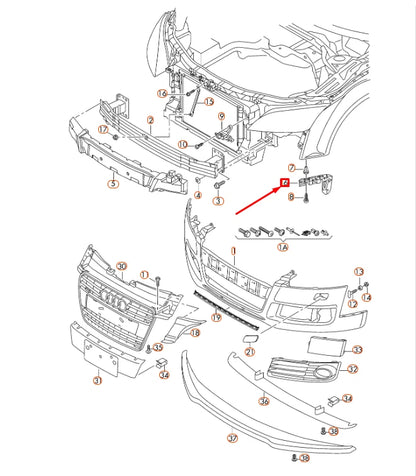 NEW AUDI TT 8J FRONT BUMPER LEFT GUIDE SECTION 8J0807183B
