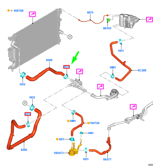 new ford mondeo mk5 radiator hose clamp w527315-s444 5347069 original