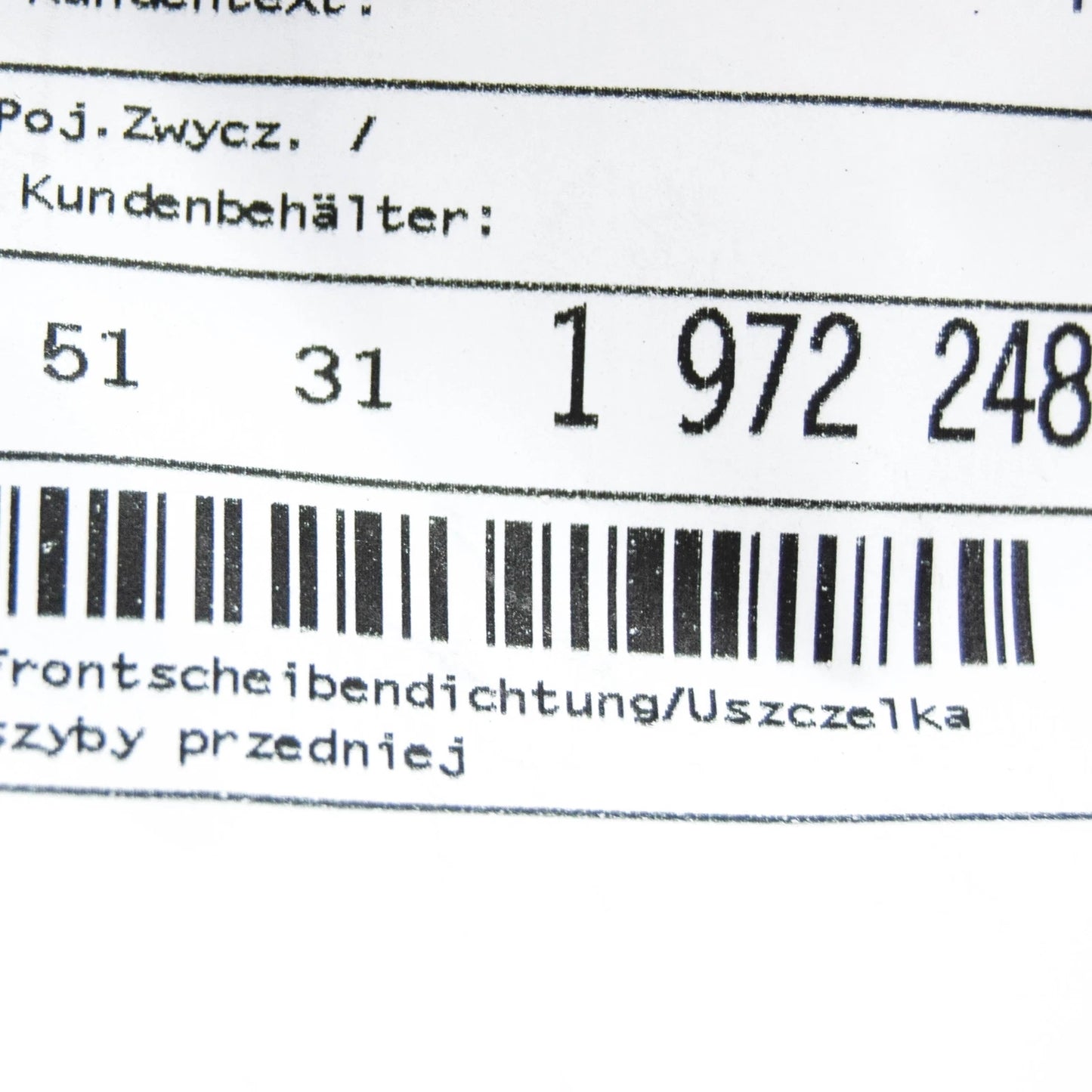 NEW BMW 3 E30 FRONT WINDSHIELD GLASS SEAL 51311972248 1972248 ORIGINAL