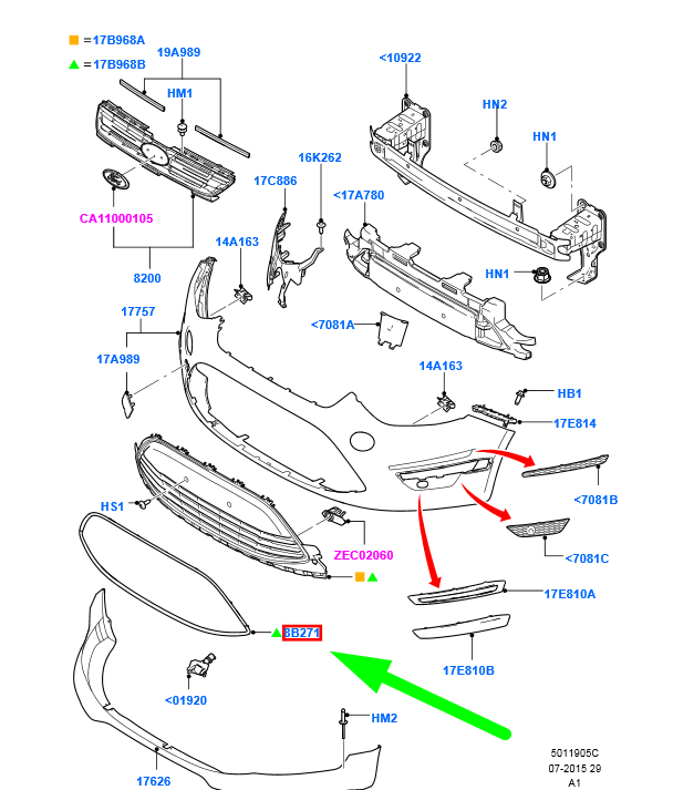 new ford galaxy mk2 front bumper grille frame 1707431 am21-8b271-db original