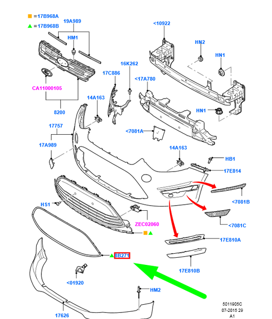 new ford galaxy mk2 front bumper grille frame 1707431 am21-8b271-db original
