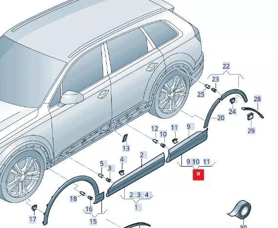 NEW AUDI Q7 4M REAR LEFT DOOR LOWER MOLDING 4M0853969PGRU ORIGINAL