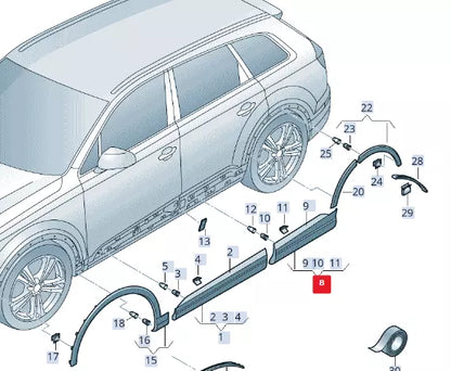 NEW AUDI Q7 4M REAR LEFT DOOR LOWER MOLDING 4M0853969PGRU ORIGINAL