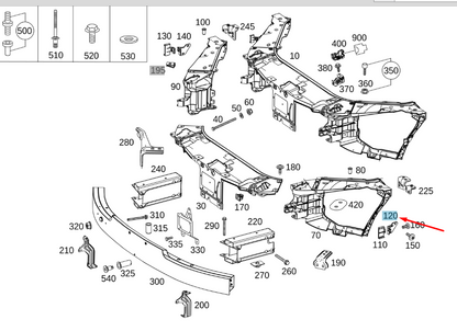 new mercedes-benz s w222 front left inside angle bracket a2226260113 original