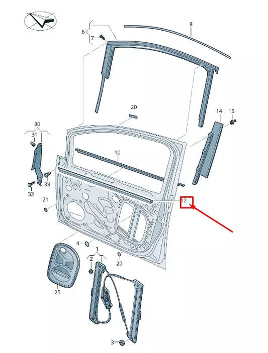 NEW VW TOURAN 5T FRONT LEFT INNER WINDOW APERTURE SEAL 5TA8374795AP