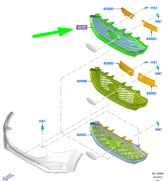 new ford edge mk2 radiator grille assy 2425624 kt4b-8200-cksmas original