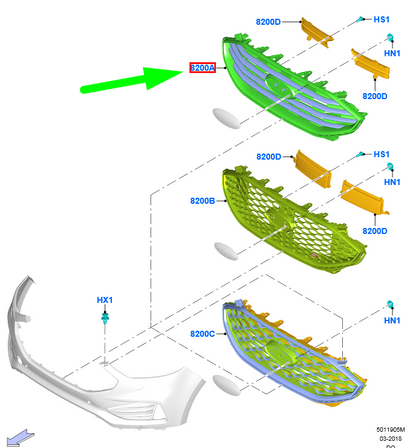new ford edge mk2 radiator grille assy 2425624 kt4b-8200-cksmas original