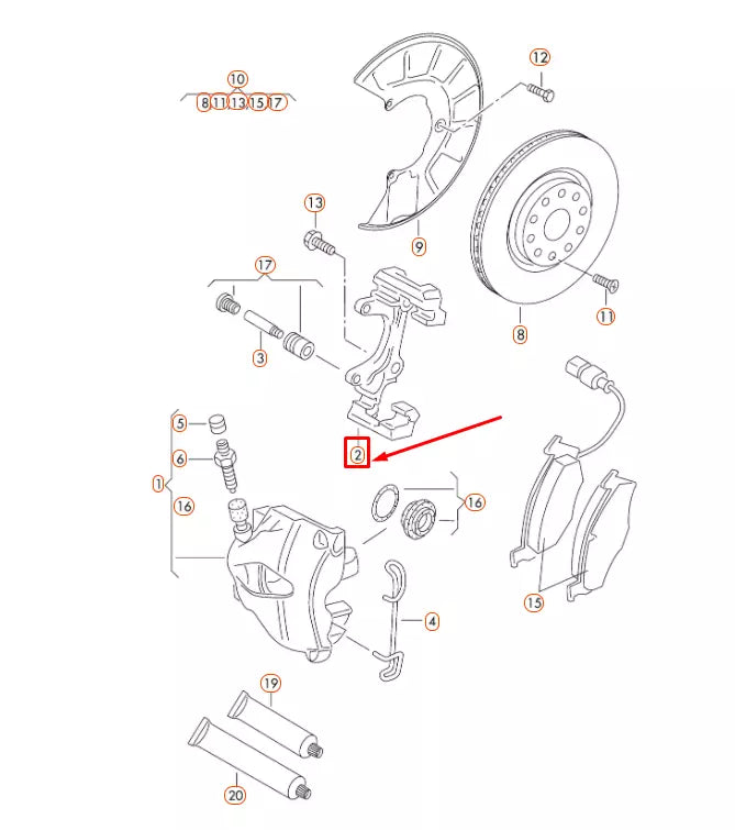 NEW VOLKSWAGEN CC FRONT WHEEL BRAKE CALIPER CARRIER 3C0615125A ORIGINAL