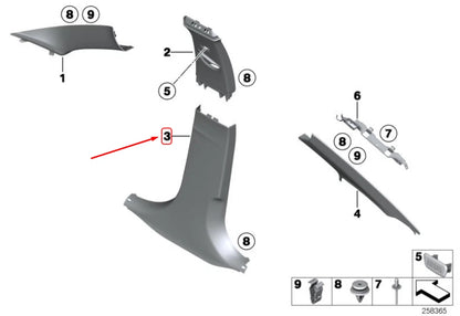 NEW BMW 3 F30 RIGHT B-COLUMN BOTTOM COVER 51437288220 7288220 ORIGINAL