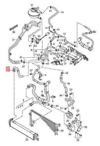 new volkswagen tiguan 5n coolant hose 5n0122101bb original