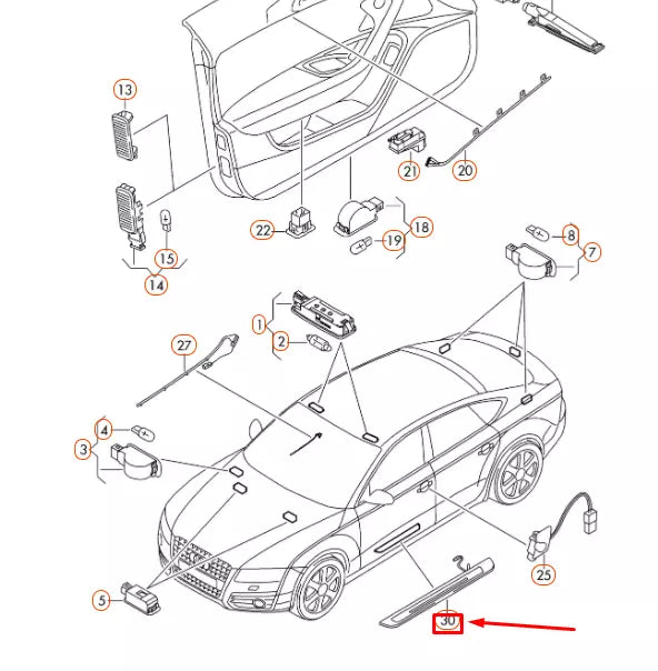 NEW AUDI A7 SPORTBACK 4G8 FRONT LEFT INTERIOR LIGHT BAR FIBRE 4G8947405C