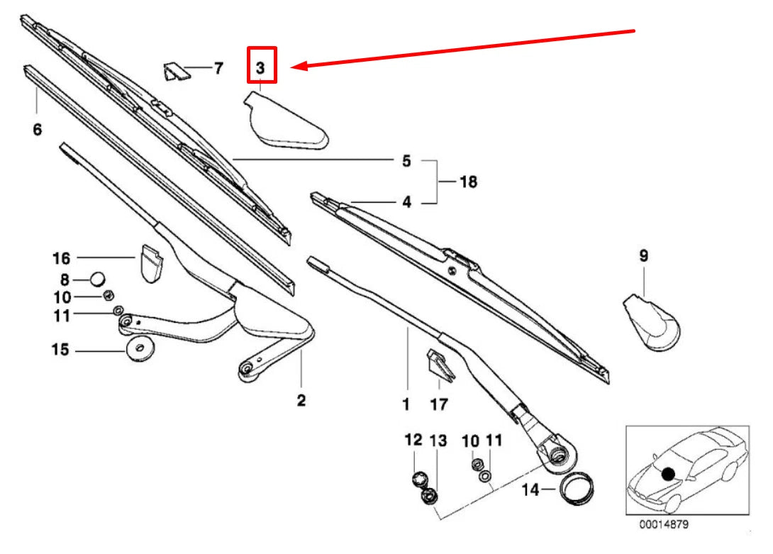 NEW BMW 7 E38 FRONT WIPER ARM COVER 8360052 61618360052 ORIGINAL