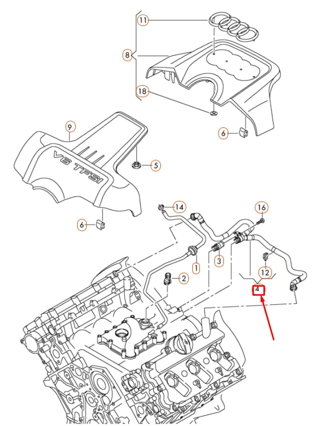 NEW AUDI A4 B8 CRANKCASE BREATHER VENT HOSE 06E103217AD ORIGINAL