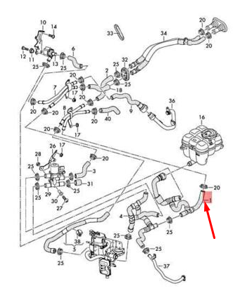 new audi q7 4m engine coolant hose 4m0265340n original
