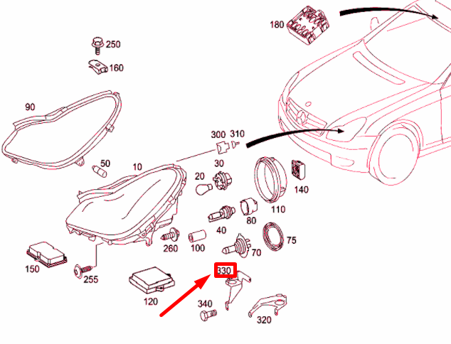 NEW MERCEDES-BENZ CLS C219 FRONT LEFT LIGHTING UNIT BRACKET A2198290314 ORIGINAL