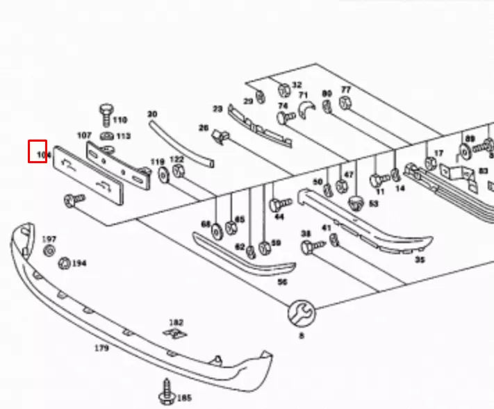 NEW MERCEDES BENZ SL R107 FRONT BUMPER LICENSE PLATE BRACKET A1238170378