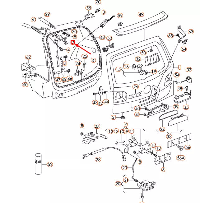 NEW VOLKSWAGEN TOUAREG 7L REAR RIGHT LID HINGE 7L6827302C ORIGINAL