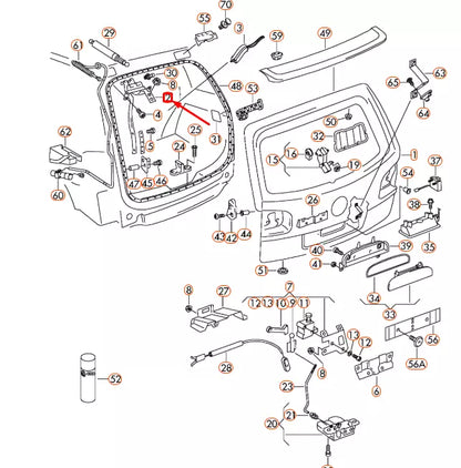 NEW VOLKSWAGEN TOUAREG 7L REAR RIGHT LID HINGE 7L6827302C ORIGINAL